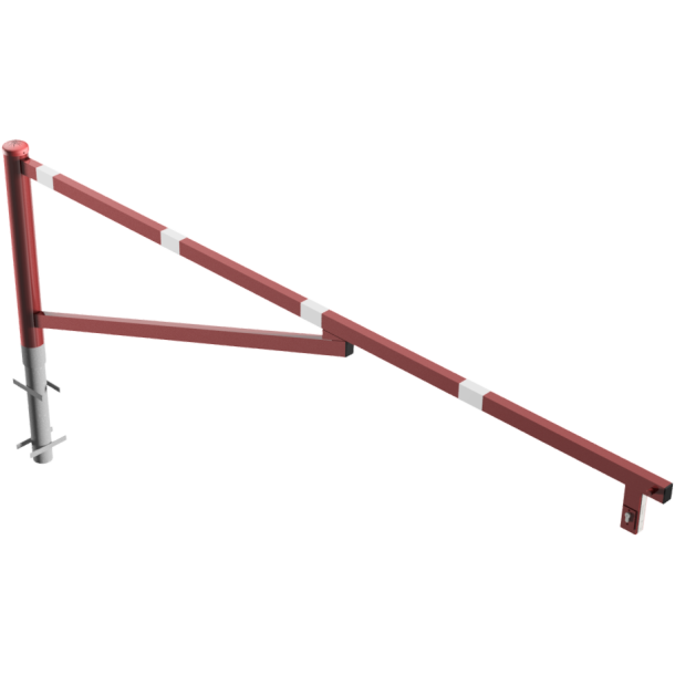 Swing barrier | for casting in concrete, hot-dip galvanized and red coated with white reflecting rings | clear width: 3000 mm | with Euro profile cylinder lock